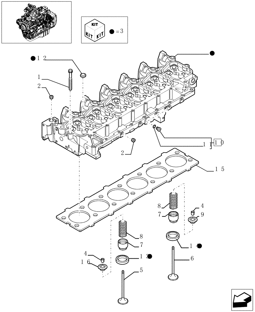 Схема запчастей Case IH F4GE0684C D600 - (0.06.0[01]) - CYLINDER HEAD (4895776) 