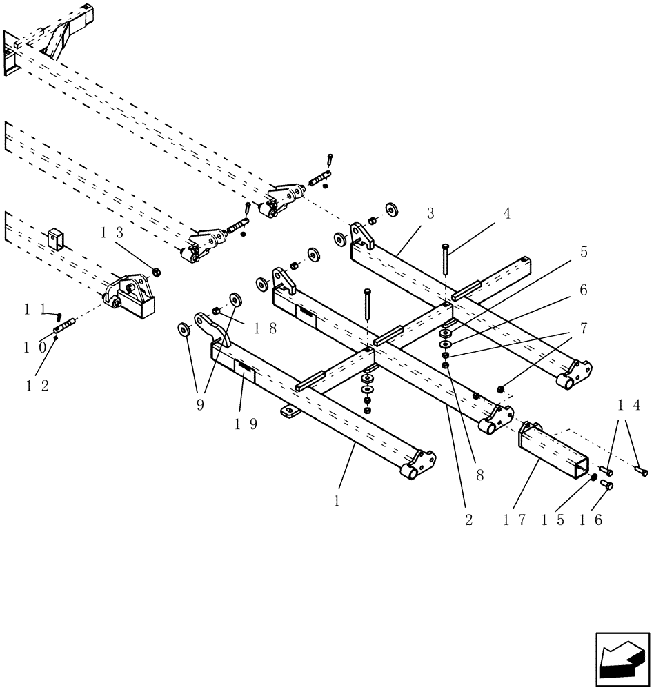 Схема запчастей Case IH ATX400 - (1.310.1) - 6 THREE SECTION OUTER WING (FRONT) - 27 MODEL SHOWN (12) - FRAME