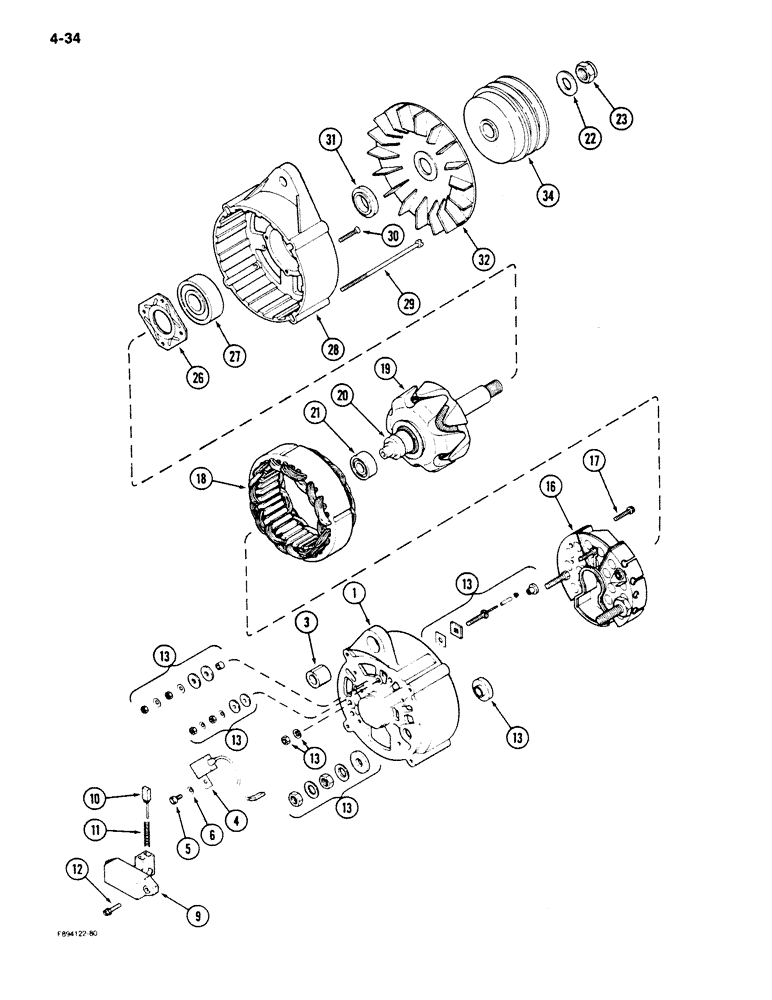 Схема запчастей Case IH 9180 - (4-34) - ALTERNATOR ASSEMBLY (04) - ELECTRICAL SYSTEMS