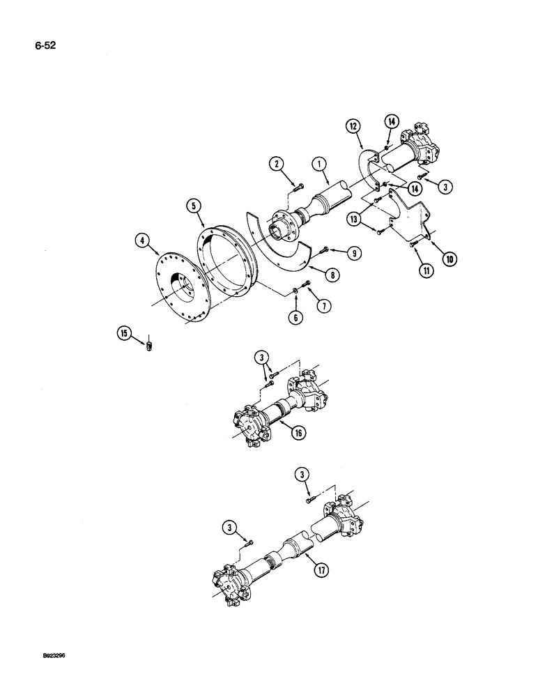 Схема запчастей Case IH 9240 - (6-052) - DRIVE SHAFT MOUNTING, 9240 TRACTOR (06) - POWER TRAIN