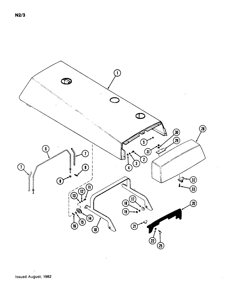 Схема запчастей Case IH 1190 - (N-02[B]) - ENGINE HOOD AND HINGE, REAR OPENING HOOD (08) - SHEET METAL