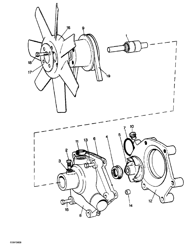 Схема запчастей Case IH 1212 - (2-06) - WATER PUMP, FAN AND BELT (02) - ENGINE