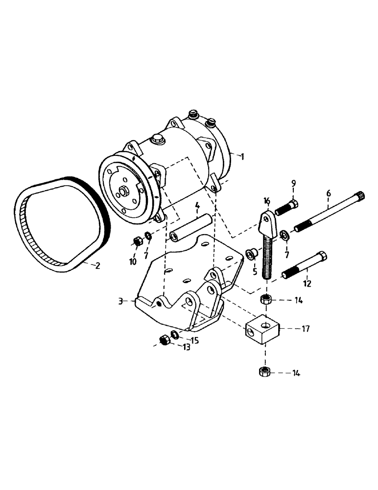 Схема запчастей Case IH 7700 - (A13-05) - AIR CONDITIONER COMPRESSOR / MOUNT / BELT, 6CT Mainframe & Functioning Components