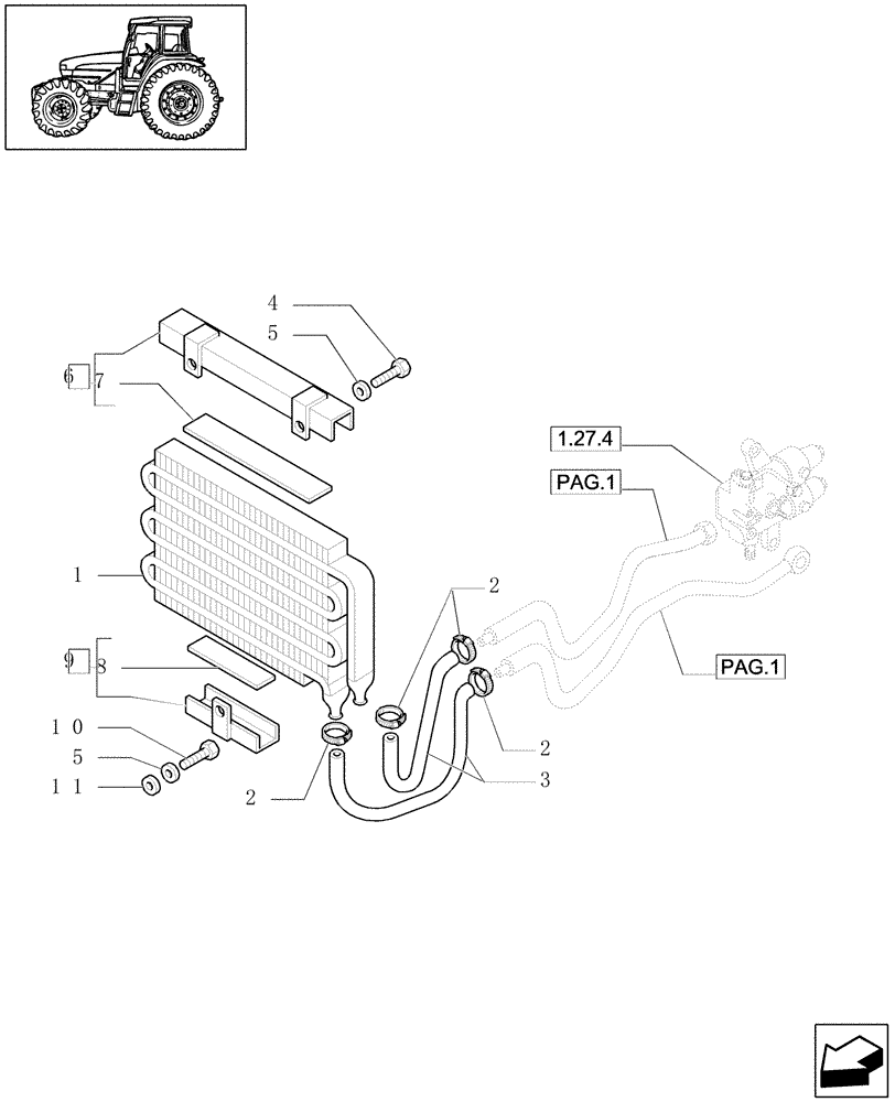 Схема запчастей Case IH JX1080U - (1.27.7[02]) - (VAR.271-272-274-276-296) (HI-LO) AND SYNCHRONIZED REVERSING GEAR - 30-40 KM/H - HEAT EXCHANGER (03) - TRANSMISSION