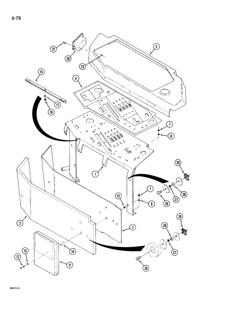 Схема запчастей Case IH 9210 - (9-078) - CAB CONTROL CONSOLE (09) - CHASSIS/ATTACHMENTS