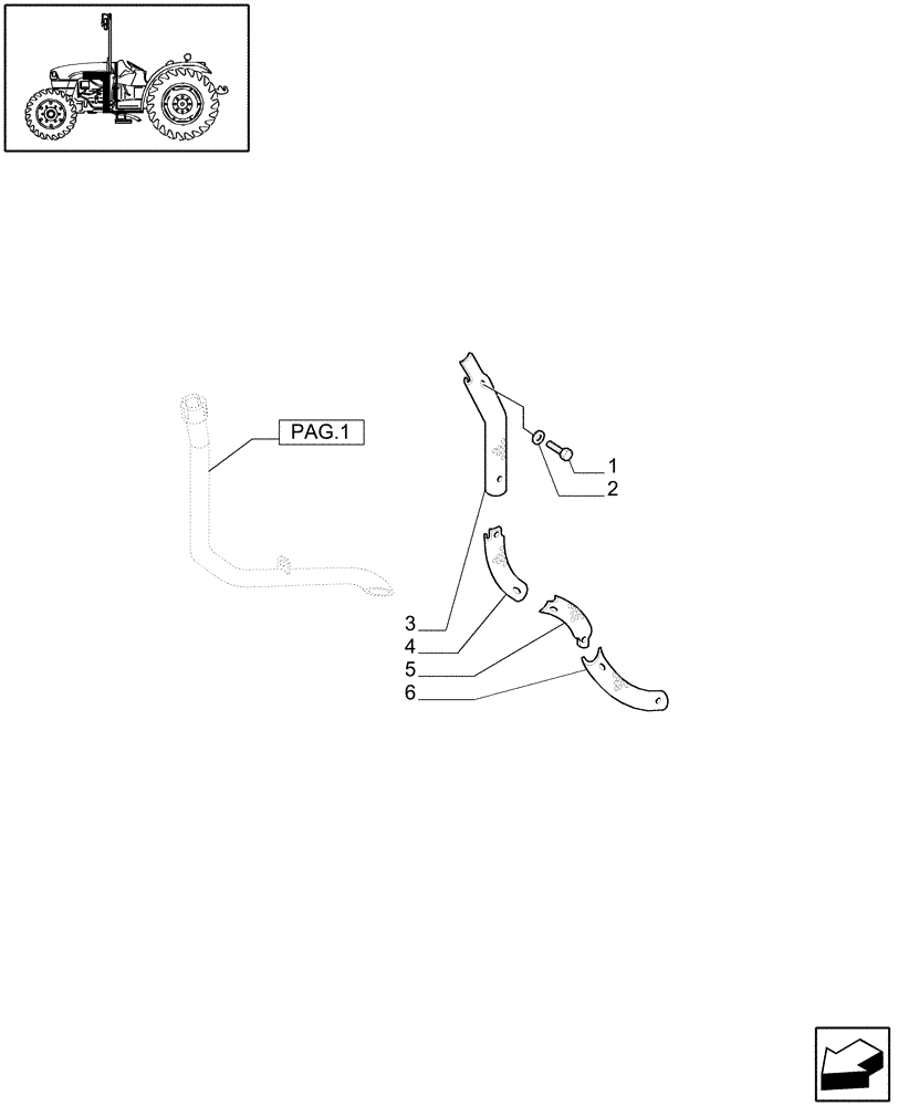 Схема запчастей Case IH JX1060C - (1.15.1/03[02]) - (VAR.150) HORIZONTAL SILENCER - GUARD (02) - ENGINE EQUIPMENT