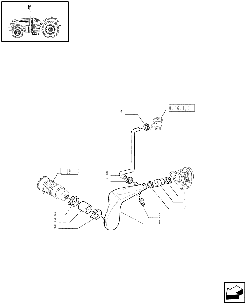 Схема запчастей Case IH JX1075N - (1.19.7[02]) - AIR CLEANER PIPING (02) - ENGINE EQUIPMENT