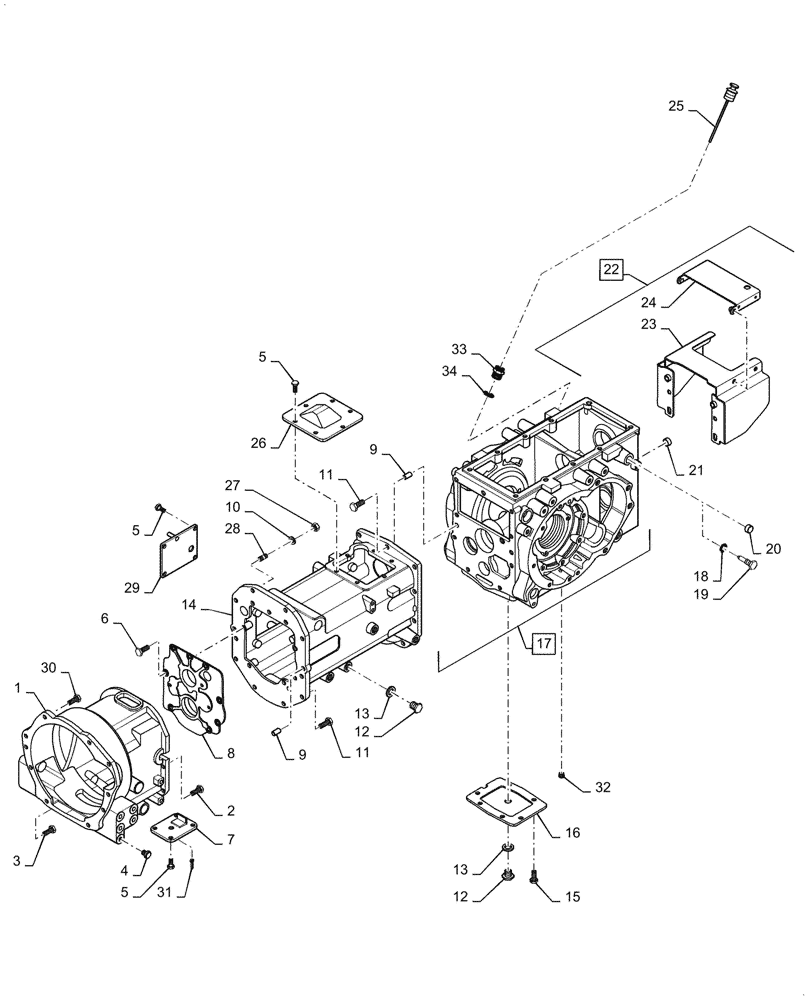 Схема запчастей Case IH FARMALL 35B - (21.118.03) - REAR AXLE TRANSMISSION CASE - HST (21) - TRANSMISSION