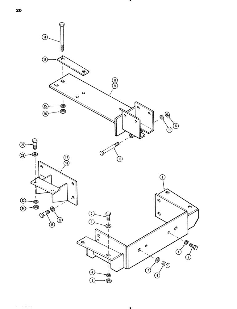 Схема запчастей Case IH 70 - (20) - MOUNTING BRACKETS AND CLAMPS, 1170 AND 1175 TRACTORS W/ SIDE RAILS, 1170 &1175 TRACS.W/ OR W/OUT CAB (82) - FRONT LOADER & BUCKET