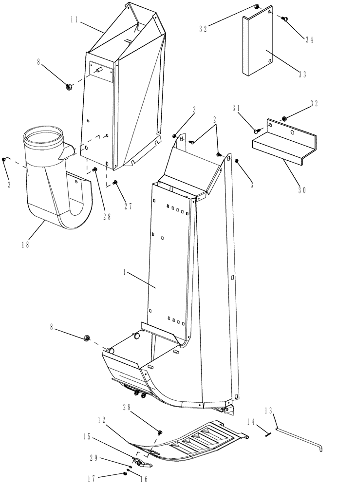 Схема запчастей Case IH 620 - (09C-04) - DRUM OUTLETS - REAR - 6 ROW NARROW, NO. 3 (15) - HANDLING SYSTEM