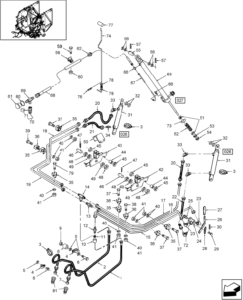 Схема запчастей Case IH RBX451 - (025) - HYDRAULICS (35) - HYDRAULIC SYSTEMS