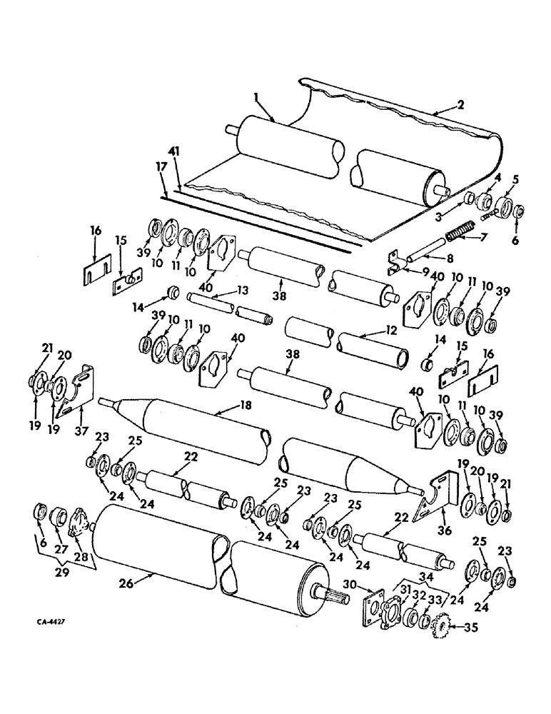 Схема запчастей Case IH 241 - (A-22) - LOWER CONVEYOR WITH ROLLERS, SERIAL NO. 8311 AND ABOVE (62) - PRESSING - BALE FORMATION