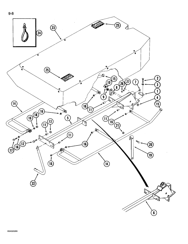 Схема запчастей Case IH 3206 - (9-08) - MOWER COVER AND SUPPORTS (09) - CHASSIS/ATTACHMENTS