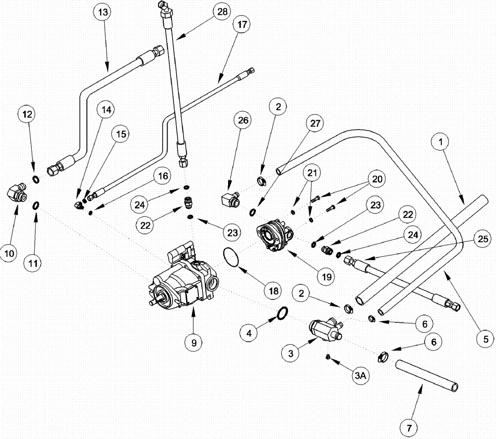 Схема запчастей Case IH 620 - (08-06) - RESERVOIR TO HYDRAULIC PUMP SYSTEM (07) - HYDRAULICS