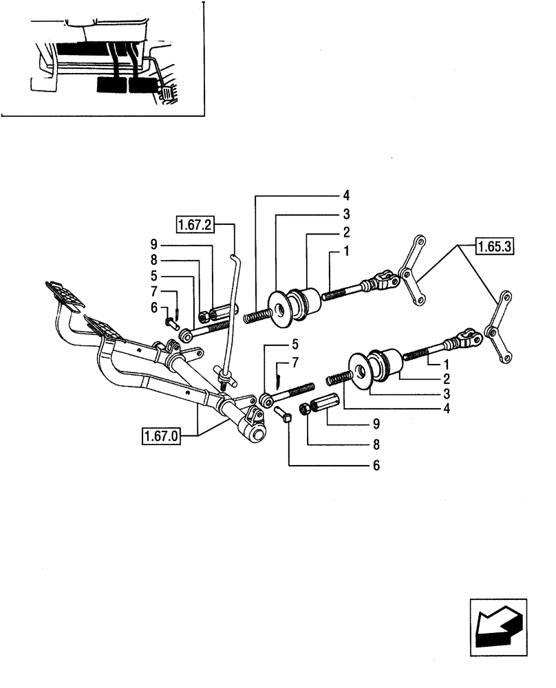 Схема запчастей Case IH JX95 - (1.67.1) - BRAKE CONTROL RODS (05) - REAR AXLE