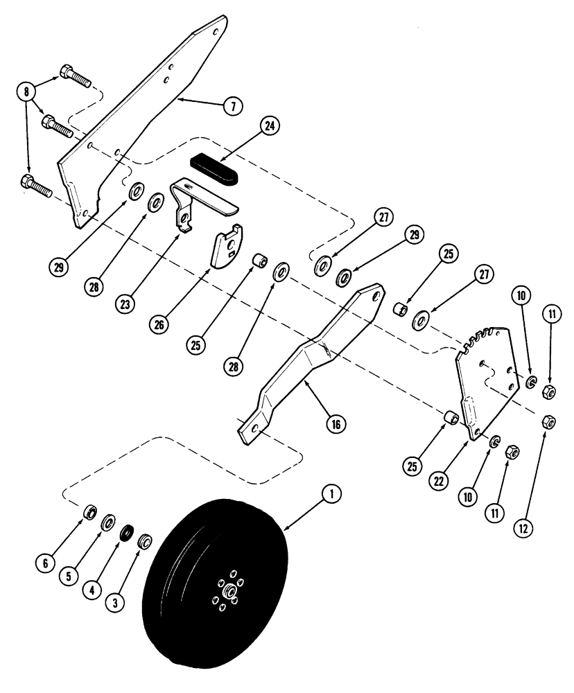 Схема запчастей Case IH 5500 - (9-58) - DEPTH PRESS WHEEL, MINIMUM-TILL AND MULCH-TILL (ASN CKB0030001) (09) - CHASSIS