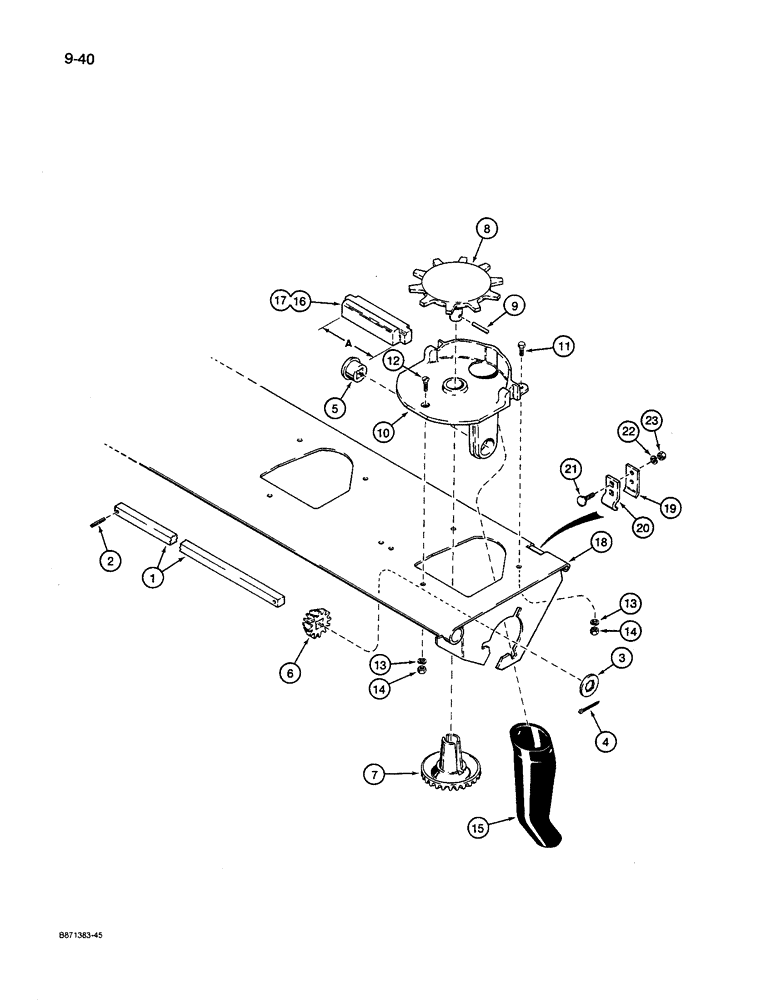 Схема запчастей Case IH 8600 - (9-040) - FERTILIZER FEED PARTS, UNITS WITH 6-1/2 INCH ROW SPACING (09) - CHASSIS/ATTACHMENTS