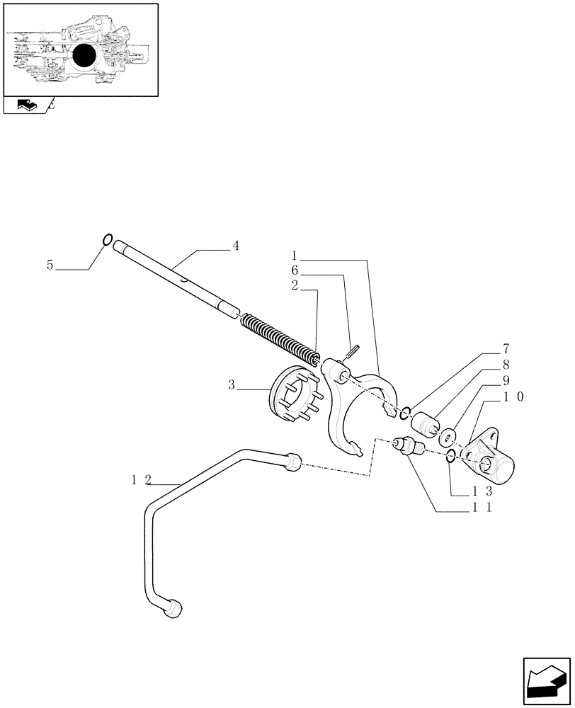 Схема запчастей Case IH FARMALL 80 - (1.32.6/01) - ELECTROHYDRAULIC DIFFERENTIAL LOCK CONTROL - ROD AND FORK (VAR.330384-743909) (03) - TRANSMISSION