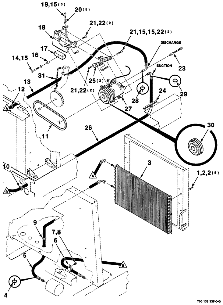 Схема запчастей Case IH 8870 - (07-42) - CONDENSER AND COMPRESSOR ASSEMBLY (50) - CAB CLIMATE CONTROL