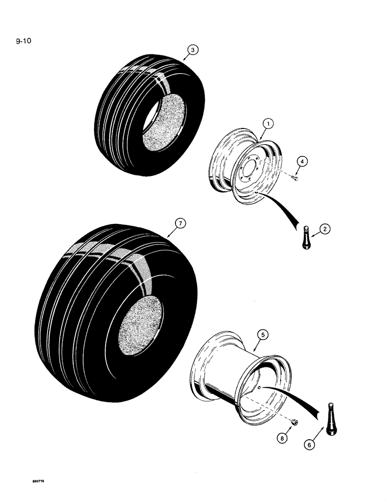 Схема запчастей Case IH 8500 - (9-010) - WHEELS AND TIRES, 45 FOOT WIDE DRILL (09) - CHASSIS/ATTACHMENTS