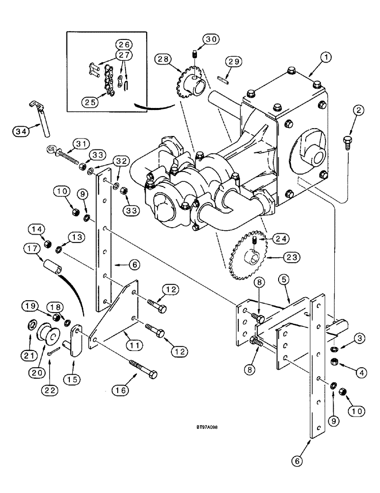 Схема запчастей Case IH 955 - (9F-014) - LIQUID FERTILIZER PISTON PUMP SYSTEM, PUMP MOUNTING AND (09) - CHASSIS/ATTACHMENTS