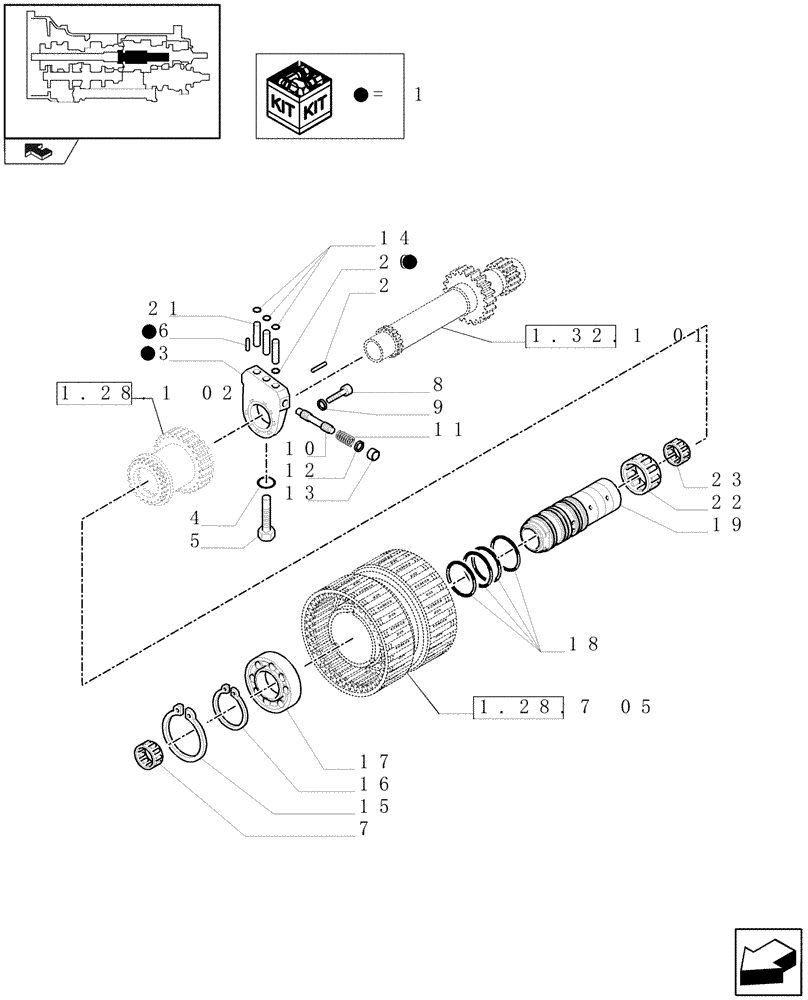 Схема запчастей Case IH MAXXUM 130 - (1.28.7[06]) - TRANSMISSION 16X16 OR 17X16 - SPEED ENGAGEMENT REAR CLUTCH - SUPPORT AND MANIFOLD - C6835 (03) - TRANSMISSION