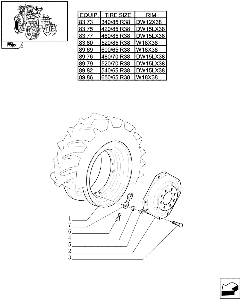 Схема запчастей Case IH MAXXUM 115 - (83.00[09]) - REAR WHEELS (11) - WHEELS/TRACKS