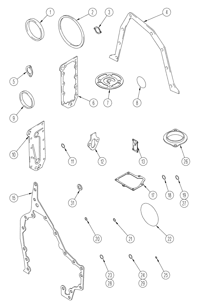 Схема запчастей Case IH CPX620 - (02-40) - GASKET KIT - CYLINDER BLOCK - BSN Y6T011701 (01) - ENGINE