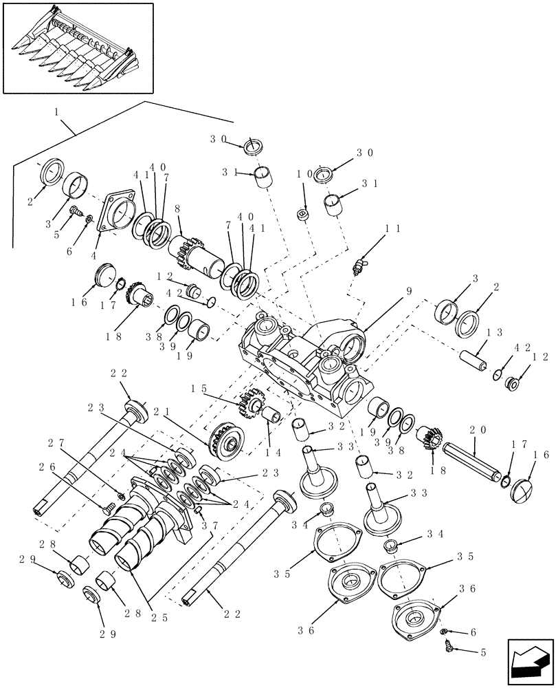 Схема запчастей Case IH 2208 - (07.00[2]) - ROW UNIT GEARBOX BREAKDOWN, PIN HAJ034742 AND AFTER [INCLUDES ALL CBJS] (58) - ATTACHMENTS/HEADERS