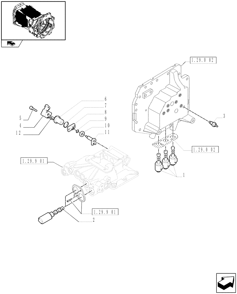 Схема запчастей Case IH MAXXUM 110 - (1.75.0[05]) - REVERSER AND SPEED GEARSHIFT MECHANISM SWITCHES AND SOLENOID VALVES (06) - ELECTRICAL SYSTEMS