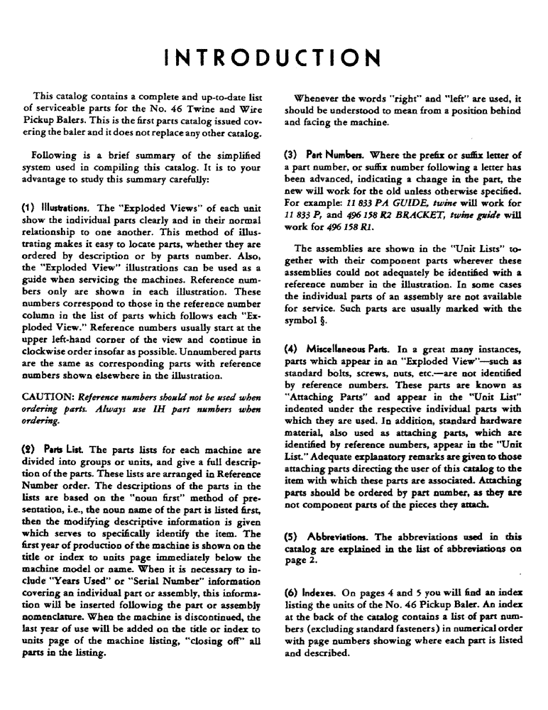 Схема запчастей Case IH 46 - (01A) - INTRODUCTION 