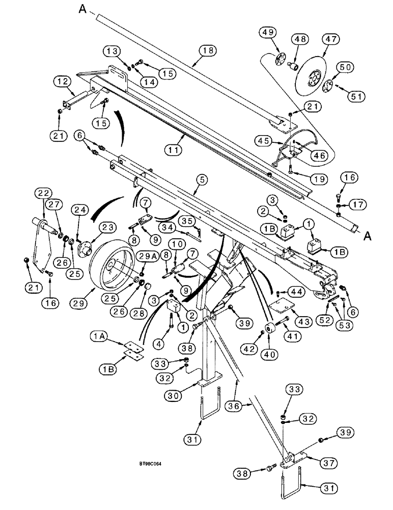 Схема запчастей Case IH 955 - (9E-19A) - ROW MARKER ARM AND EXTENSION, 24 ROW NARROW - FRONT FOLD (09) - CHASSIS/ATTACHMENTS