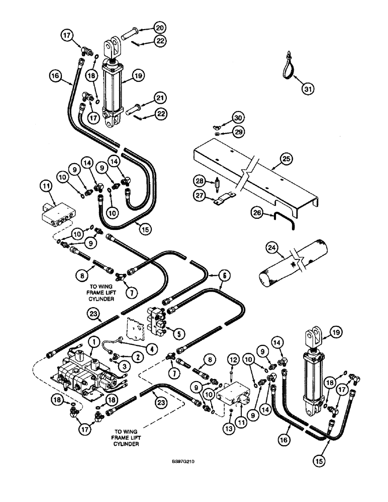 Схема запчастей Case IH 900 - (8-036) - STEERING WHEEL HYDRAULIC SYSTEM, CYCLO AIR HORIZONTAL FOLDING, ALL ROW SIZES (08) - HYDRAULICS