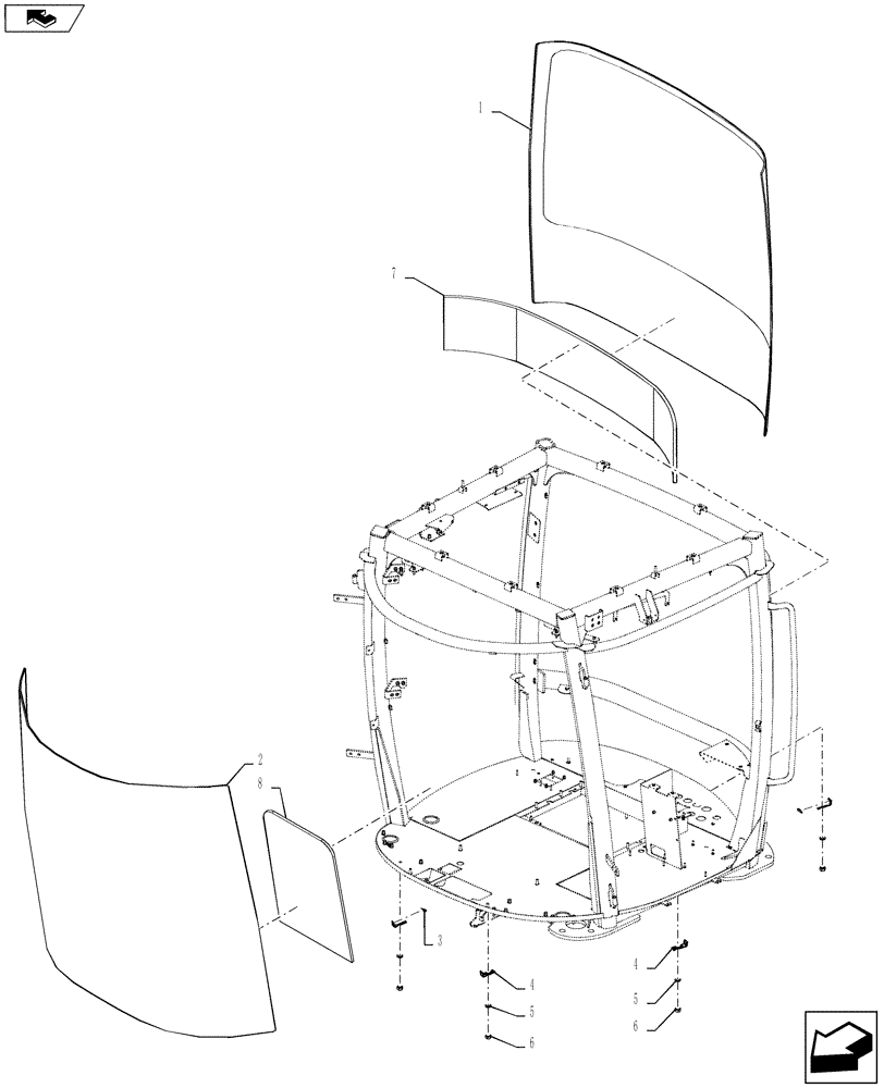 Схема запчастей Case IH STEIGER 400 - (90.156.01) - WINDOW - MOUNTING (90) - PLATFORM, CAB, BODYWORK AND DECALS