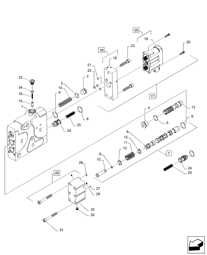 Схема запчастей Case IH MAGNUM 235 - (35.204.BE[01]) - REMOTE HYDRAULIC CONTROL VALVE (35) - HYDRAULIC SYSTEMS