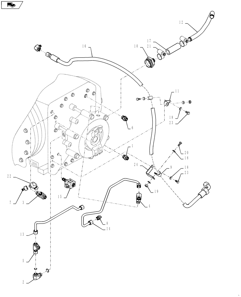 Схема запчастей Case IH STEIGER 400 - (35.128.02) - 315 / 425 SERIES AXLE LUBE, REAR AXLE W/DIFF LOCK - HOSE & FITTINGS (35) - HYDRAULIC SYSTEMS