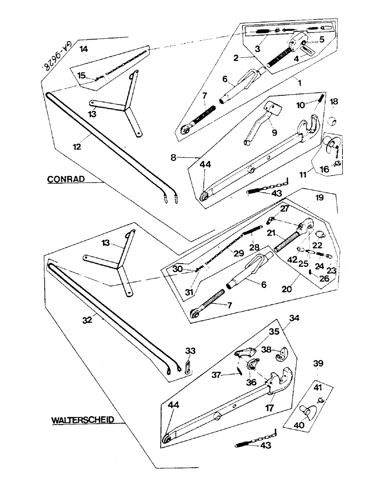 Схема запчастей Case IH 844S - (09-24) - UPPER AND LOWER LINK WITH QUICK COUPLER (12) - FRAME