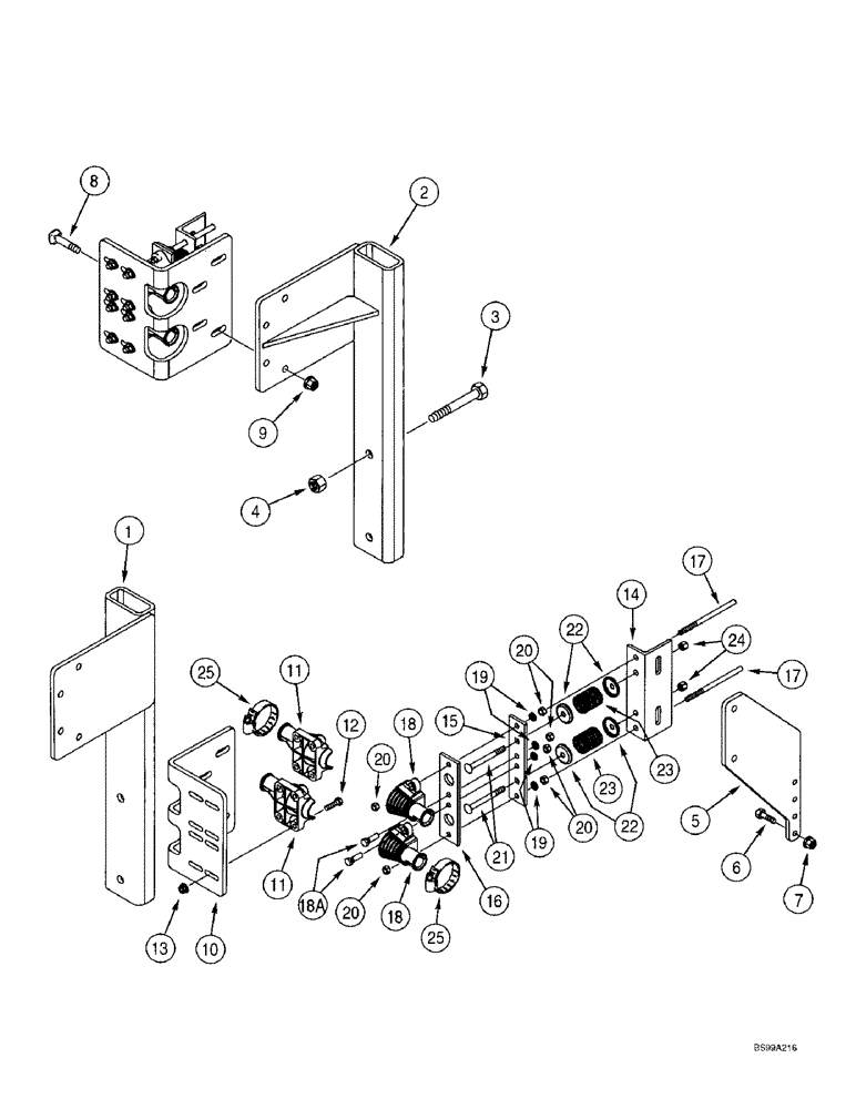 Схема запчастей Case IH 955 - (9C-74) - SEED DELIVERY TUBE BREAKAWAY COUPLERS, 12/23 SOLID ROW CROP - FRONT FOLD (09) - CHASSIS/ATTACHMENTS