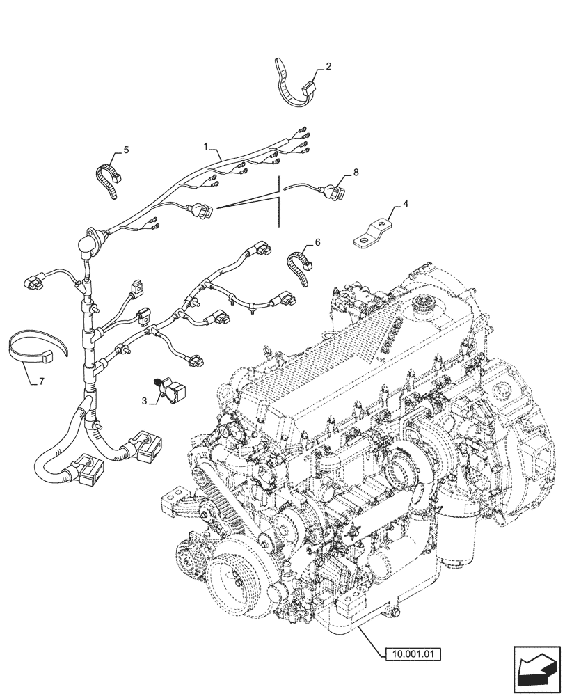 Схема запчастей Case IH F2CFE614E A004 - (55.100.05) - MOTOR ELECTRIC INSTALLATION (5801539421 - 504162700) (55) - ELECTRICAL SYSTEMS