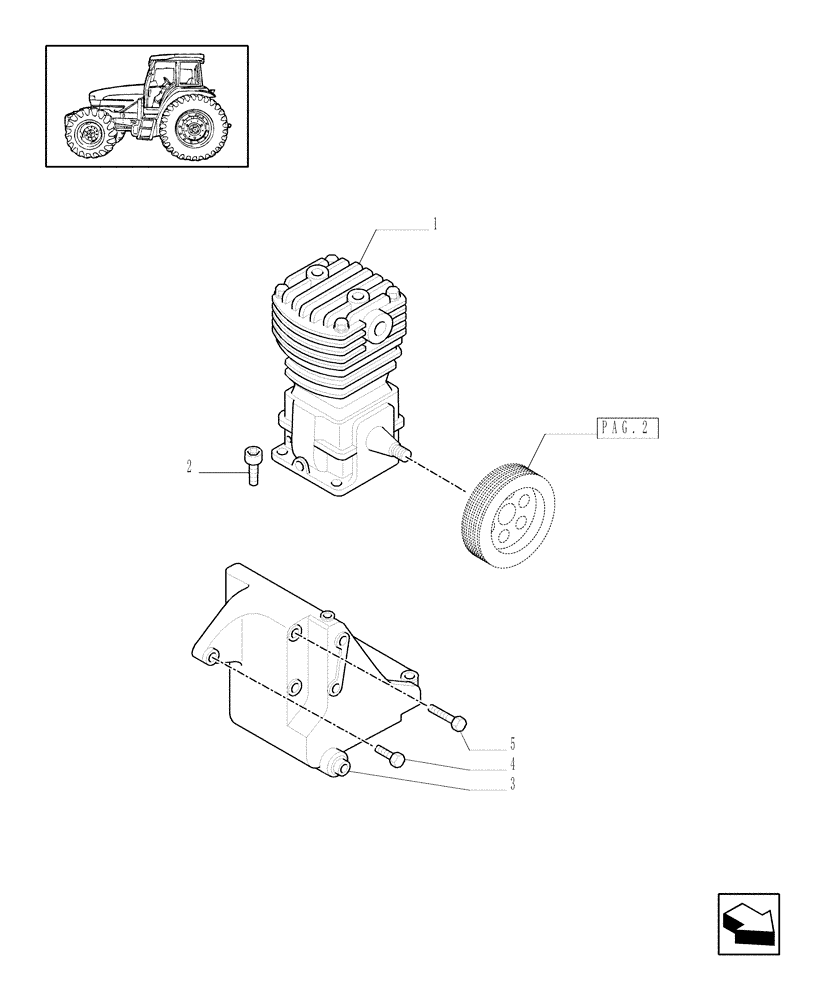 Схема запчастей Case IH MXU110 - (1.68.6[01]) - (VAR.178-380-380/1-385-385/1-385/2) TRAILER AIR BRAKE - COMPRESSOR AND SUPPORT - C5287 (05) - REAR AXLE