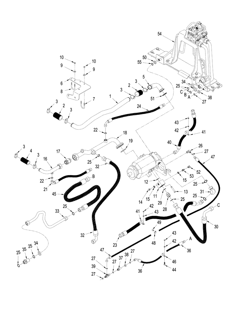 Схема запчастей Case IH STEIGER 335 - (08-20) - HIGH OUTPUT HYDRAULICS - PUMP LUBRICATION CIRCUIT, WITHOUT ACCUSTEER (08) - HYDRAULICS