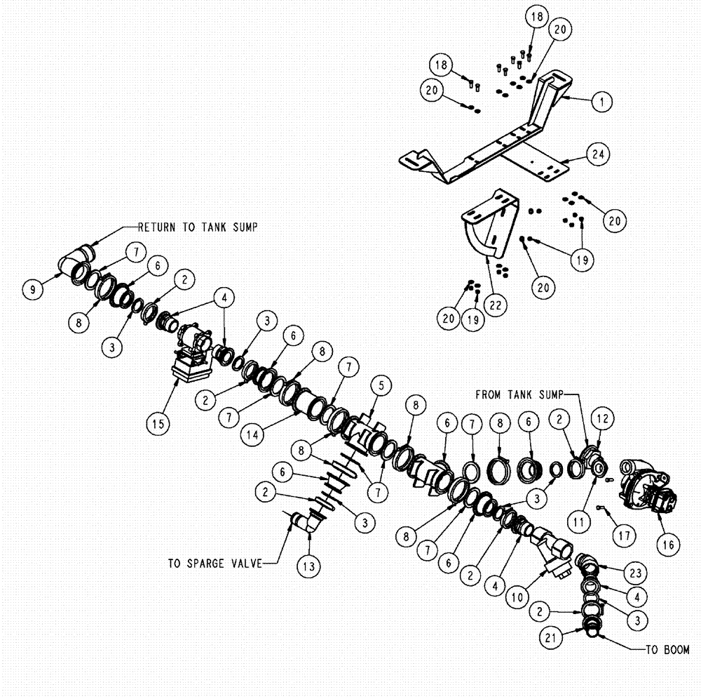 Схема запчастей Case IH SPX3200 - (09-007) - PRODUCT PUMP GROUP Liquid Plumbing