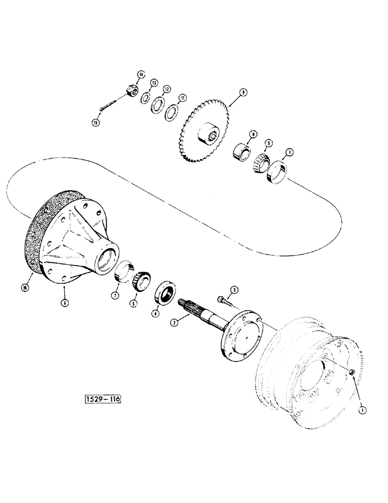 Схема запчастей Case IH 1529 - (013-1) - HUB AND SPINDLE, UP TO NO. 3755991 