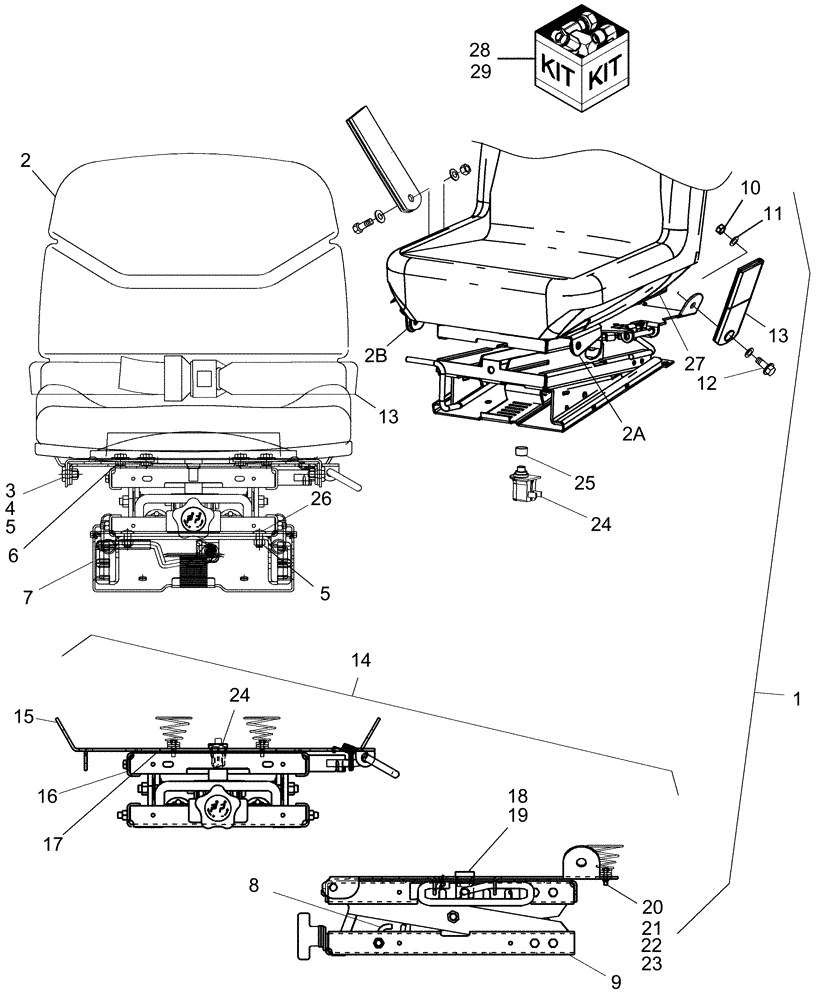 Схема запчастей Case IH DX40 - (10.10) - SEAT ASSY (10) - OPERATORS PLATFORM/CAB