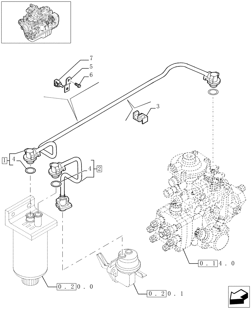 Схема запчастей Case IH F4GE9684C J600 - (0.20.3[01]) - PIPING - FUEL (504090295) 