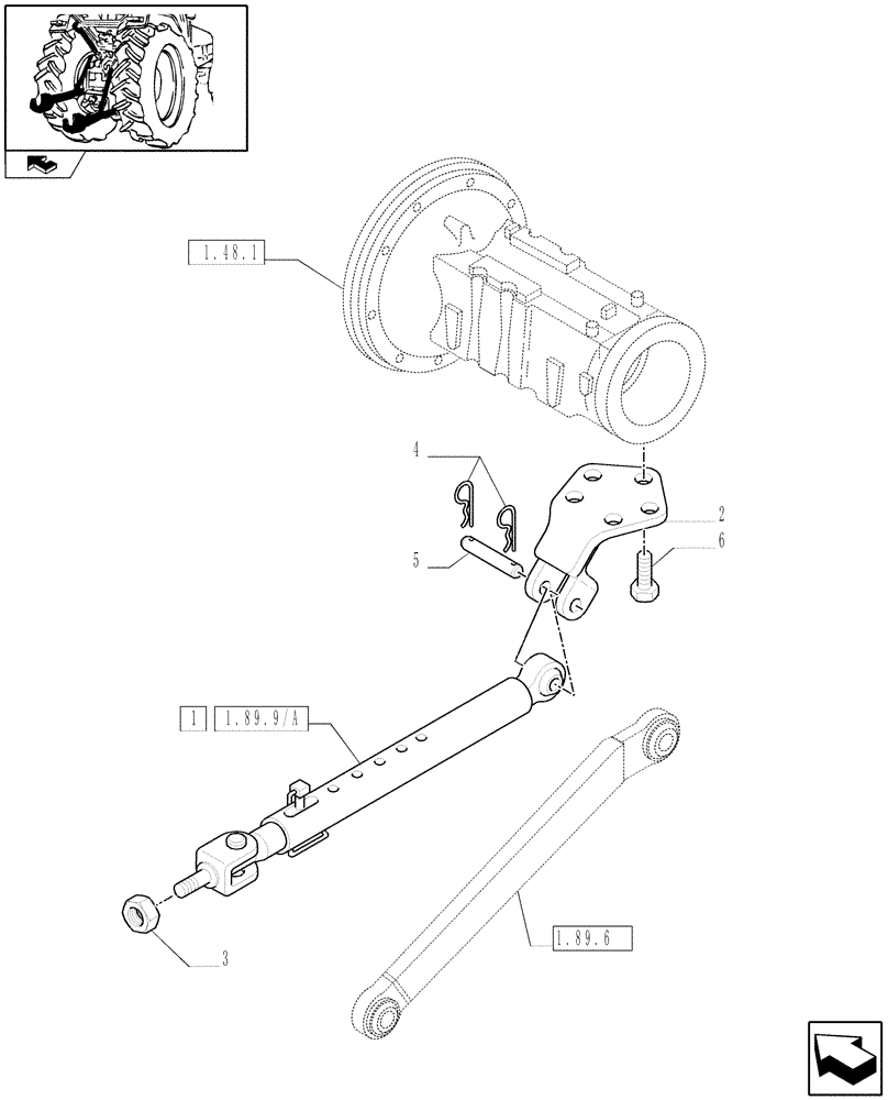 Схема запчастей Case IH FARMALL 75C - (1.89.9) - IMPLEMENT CARRIER WITH 2 PIN TYPE TELESCOPIC STABILIZERS (VAR.330904-330922-330953) (09) - IMPLEMENT LIFT