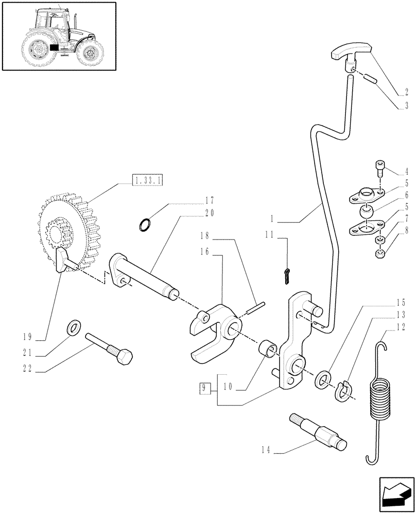 Схема запчастей Case IH JX90 - (1.33.2) - 4WD IDLER CONTROLS (04) - FRONT AXLE & STEERING