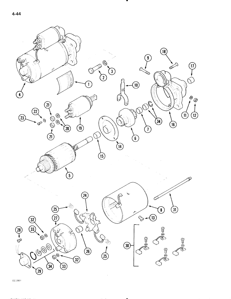 Схема запчастей Case IH 595 - (4-44) - STARTER MOTOR, BOSCH (04) - ELECTRICAL SYSTEMS