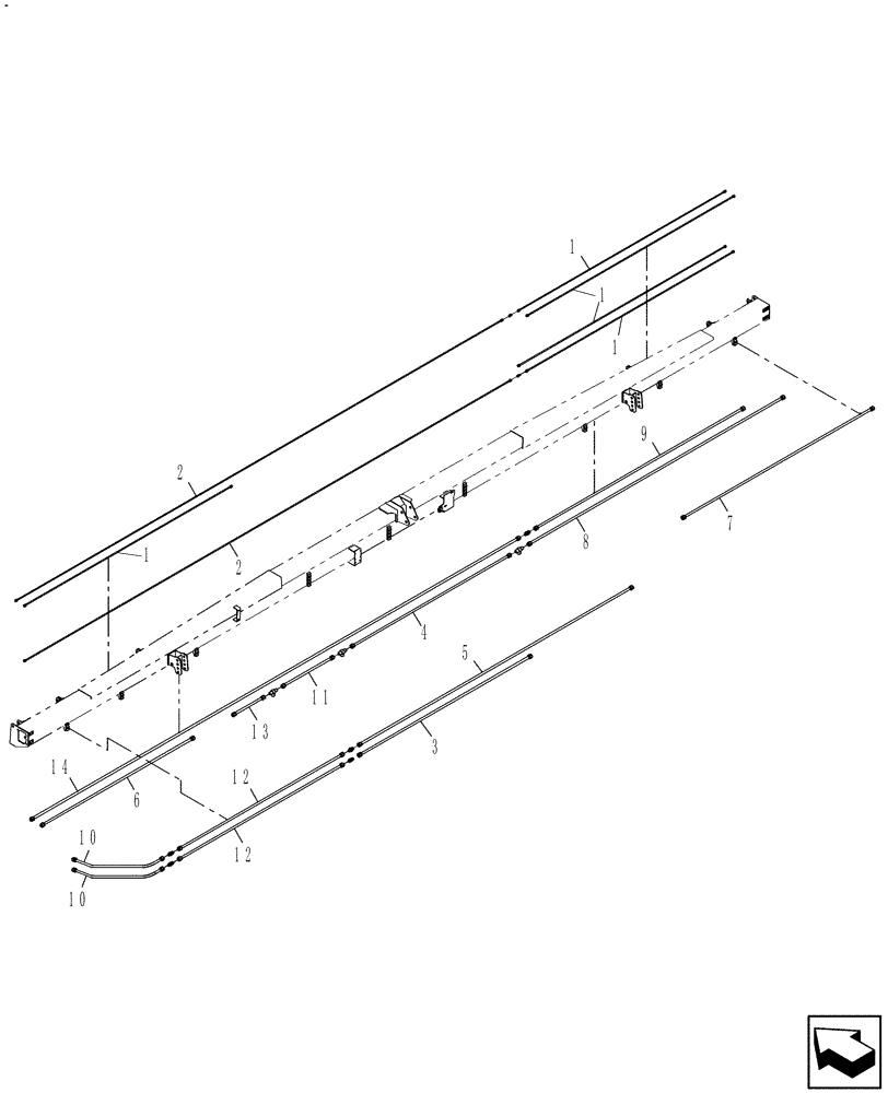 Схема запчастей Case IH DH302 - (20.07.07[08]) - STEEL LINES, SINGLE SWATH, 30FT, FROM PIN YAZB01204 (07) - HYDRAULICS