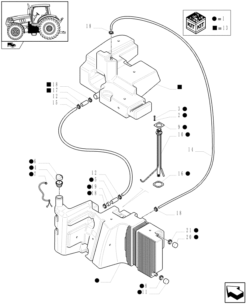 Схема запчастей Case IH PUMA 225 - (1.14.0[01A]) - FUEL TANK - D6851 - C7389 (02) - ENGINE EQUIPMENT